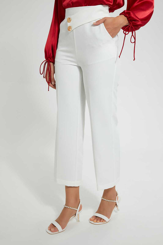 Redtag-White-Waistband-Detail-Wideleg-Trouser-Trousers-Women's-