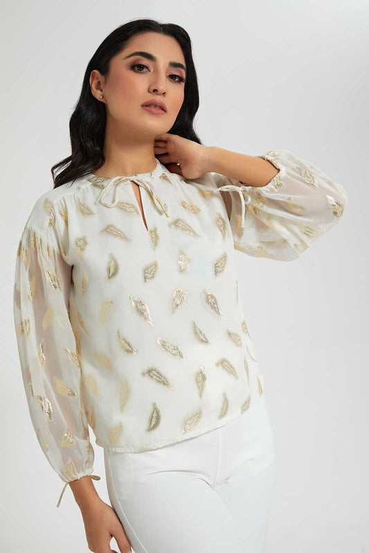 Redtag-Gold-Leaf-Jaccquard-Blouse-Blouses-Women's-