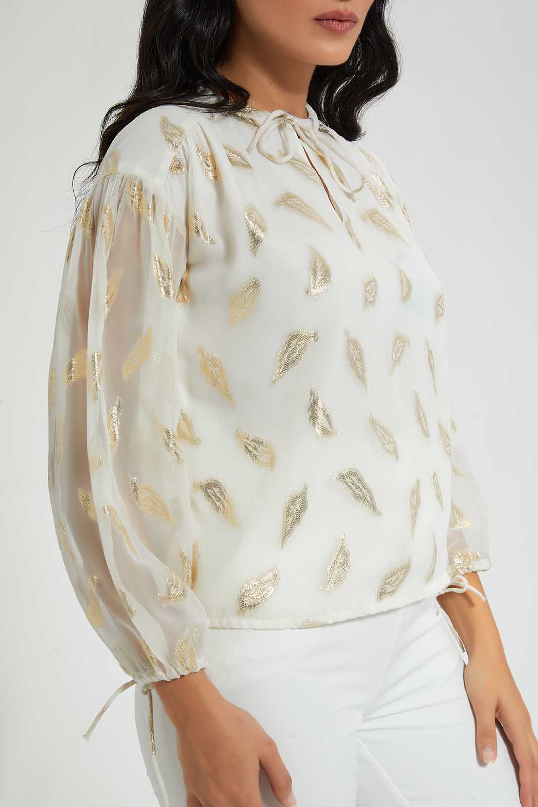 Redtag-Gold-Leaf-Jaccquard-Blouse-Blouses-Women's-