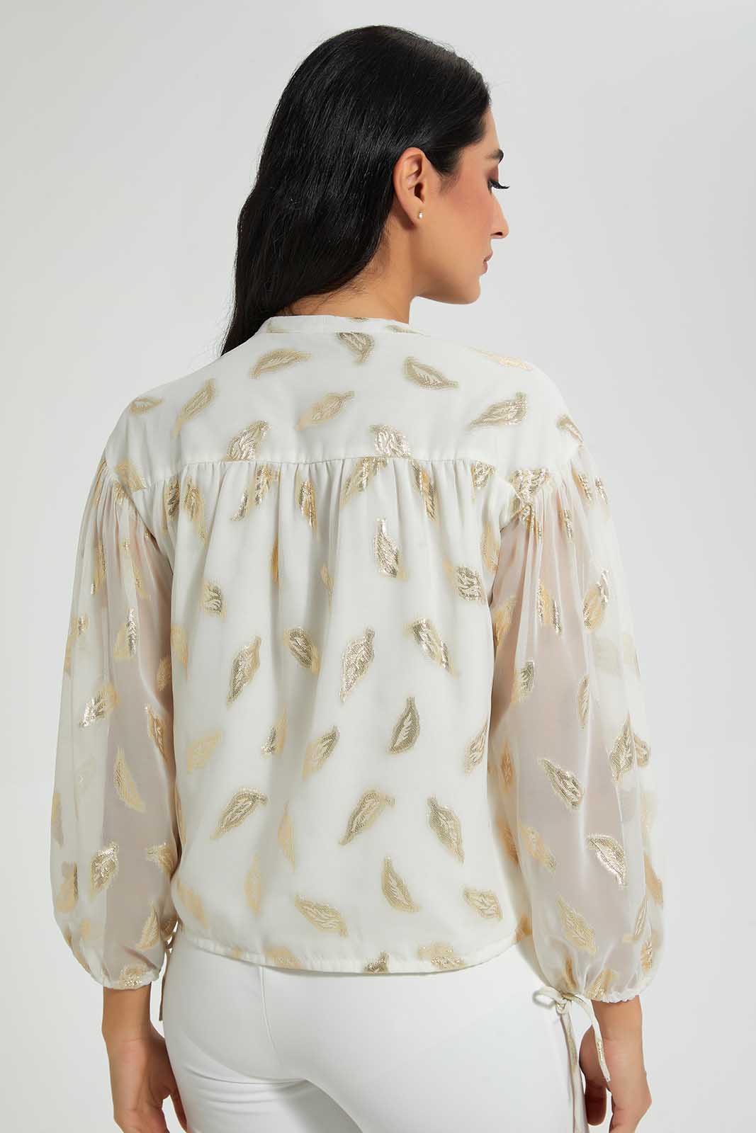 Redtag-Gold-Leaf-Jaccquard-Blouse-Blouses-Women's-