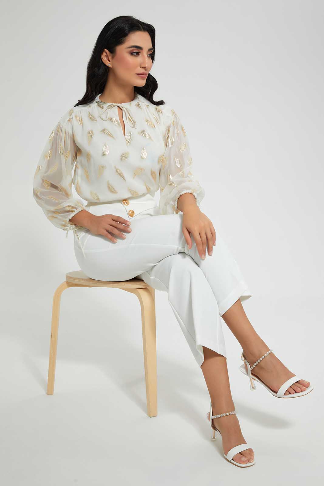 Redtag-Gold-Leaf-Jaccquard-Blouse-Blouses-Women's-