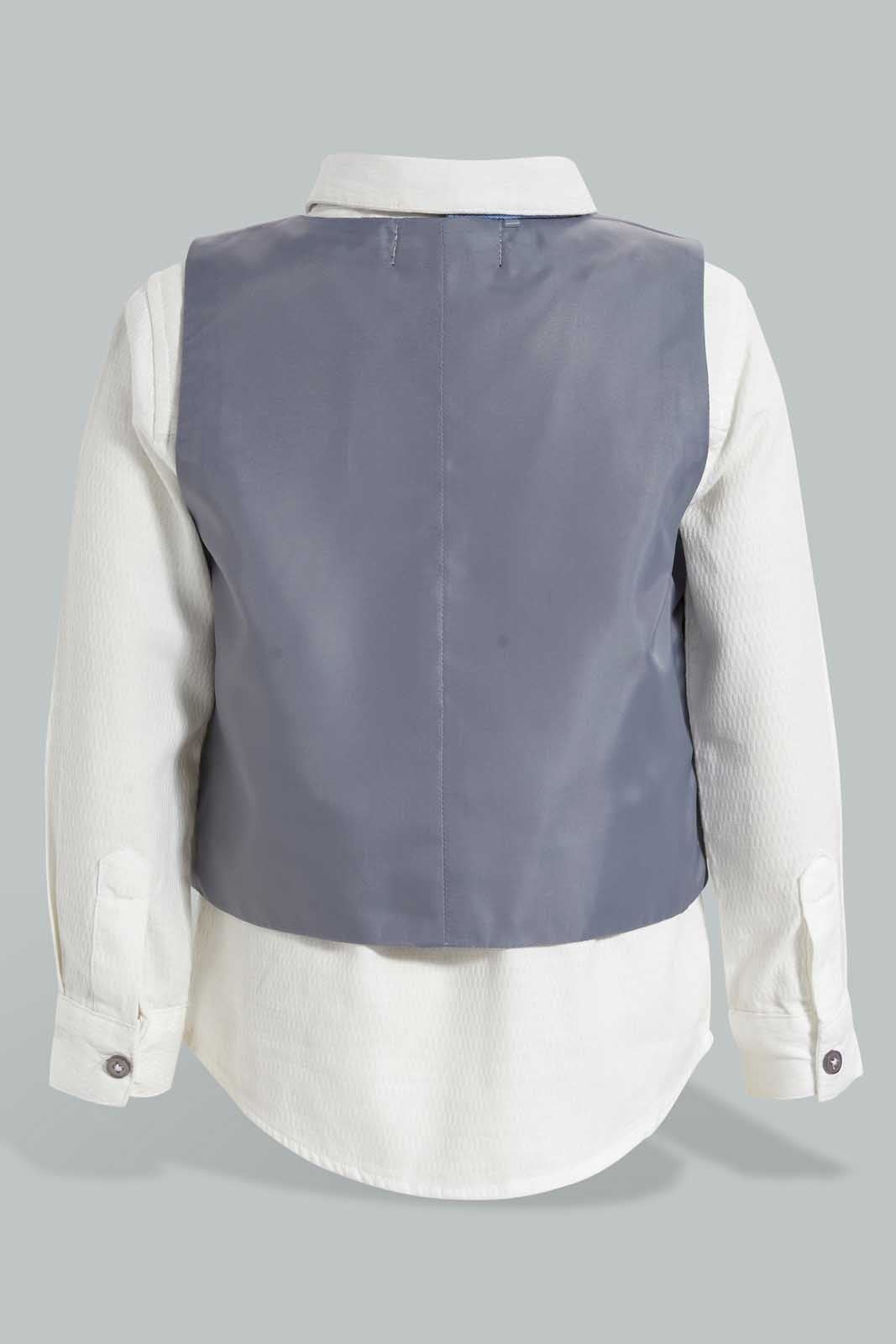 Redtag-Navy-Vest-With-White-Shirt-Long-Sleeve-Set-Sets-Infant-Boys-3 to 24 Months