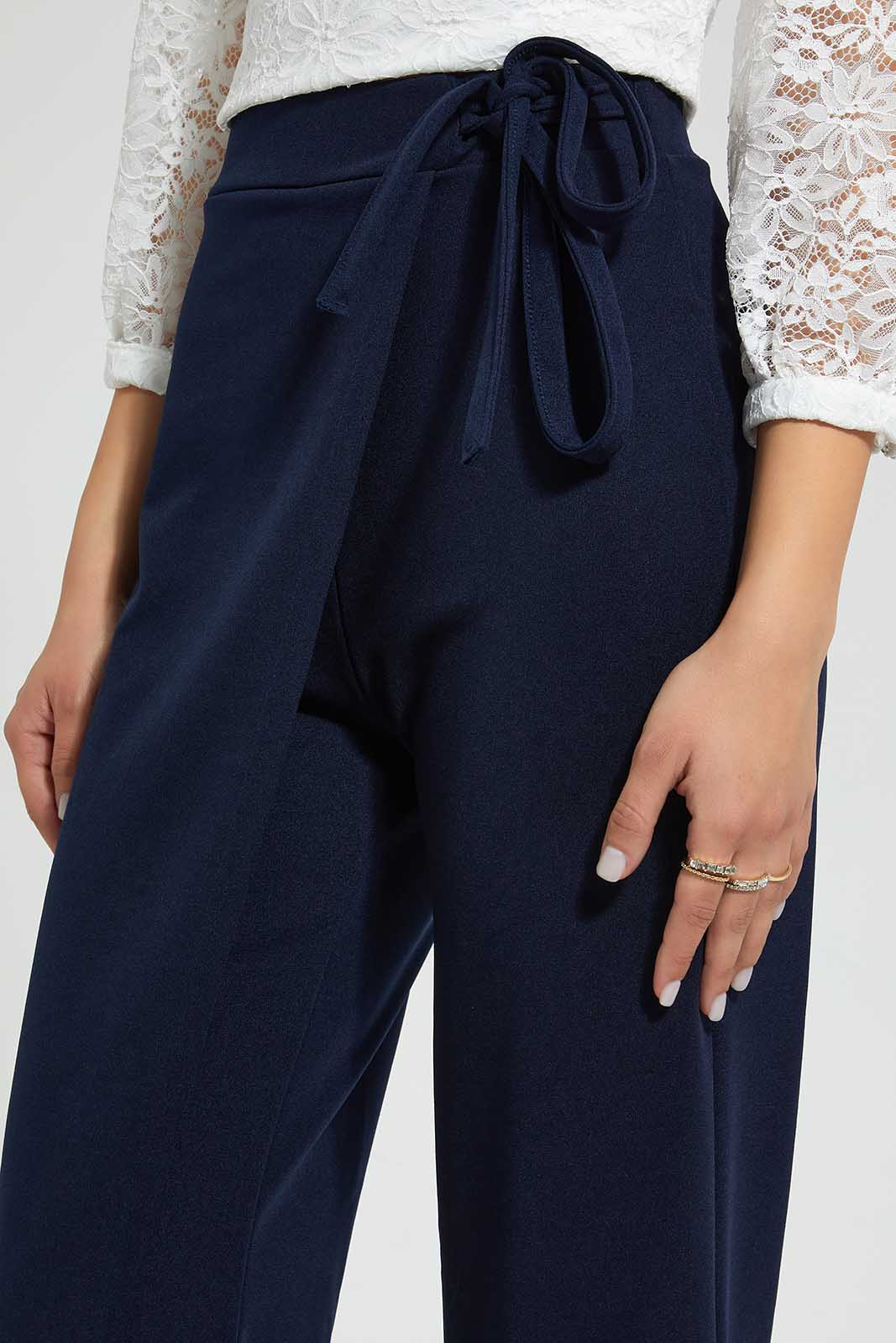 Redtag-Navy-Wrap-Detail-Trouser-Category:Trousers,-Colour:Navy,-Deals:3-For-90,-Deals:Sale,-Filter:Women's-Clothing,-S22C,-Sale-Women-APL,-Section:Women,-Women-Trousers-Women's-