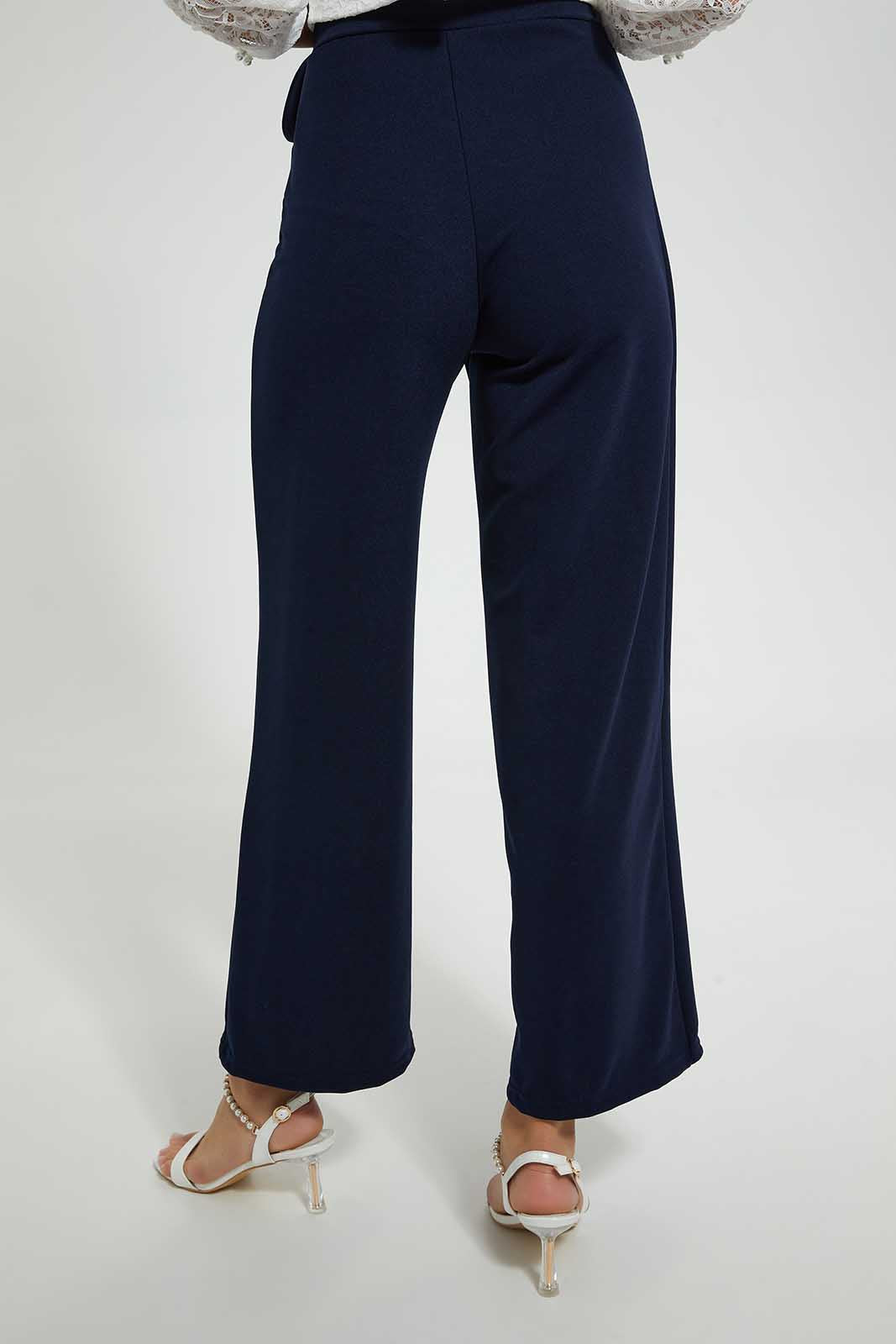 Redtag-Navy-Wrap-Detail-Trouser-Category:Trousers,-Colour:Navy,-Deals:3-For-90,-Deals:Sale,-Filter:Women's-Clothing,-S22C,-Sale-Women-APL,-Section:Women,-Women-Trousers-Women's-