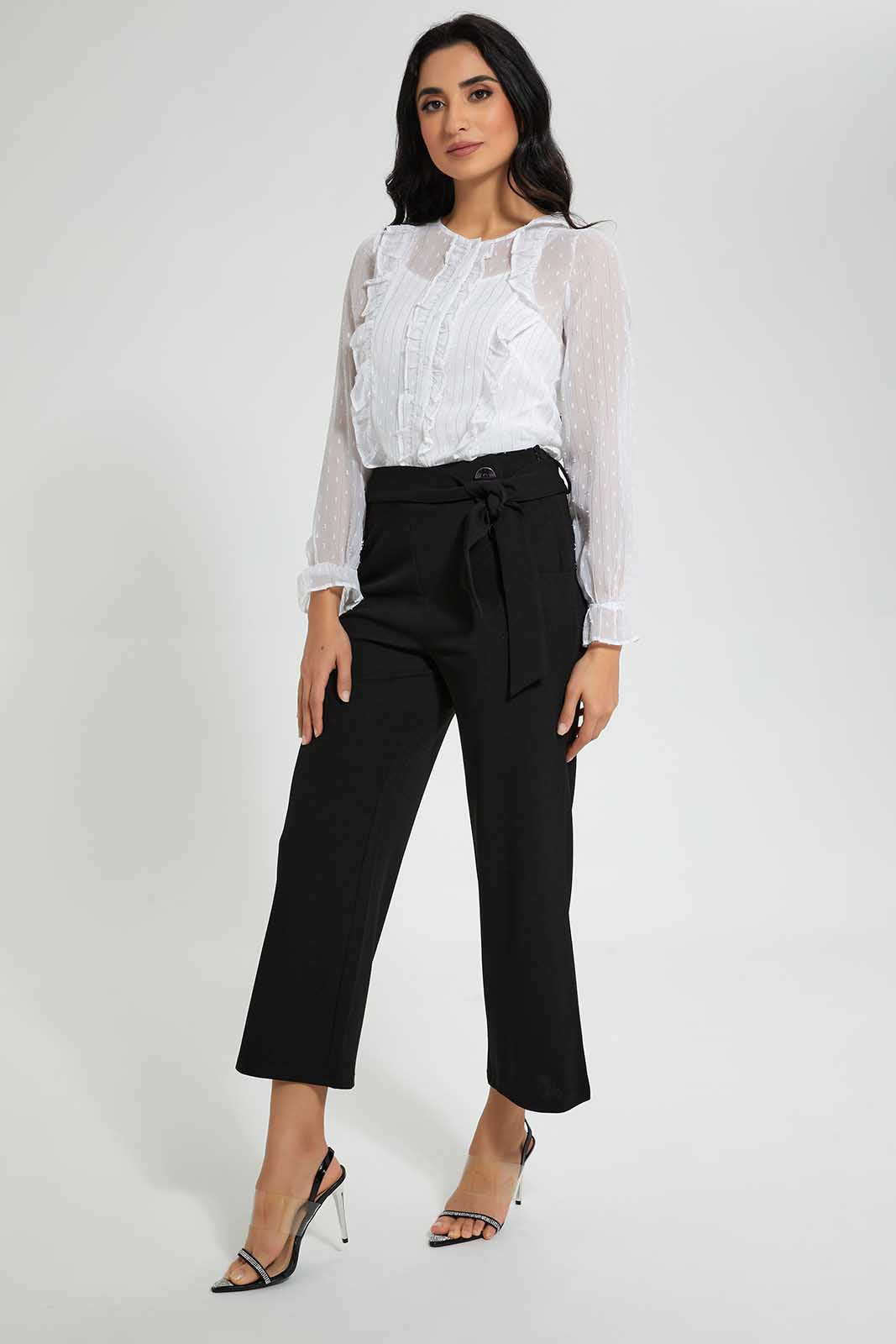 Redtag-Black-Button-Detail-Paper-Bag-Waist-Trouser-Trousers-Women's-