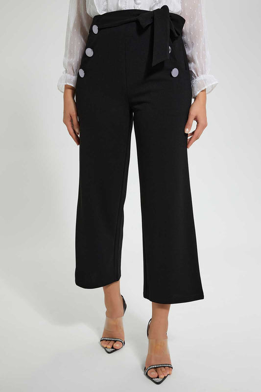 Redtag-Black-Button-Detail-Paper-Bag-Waist-Trouser-Trousers-Women's-