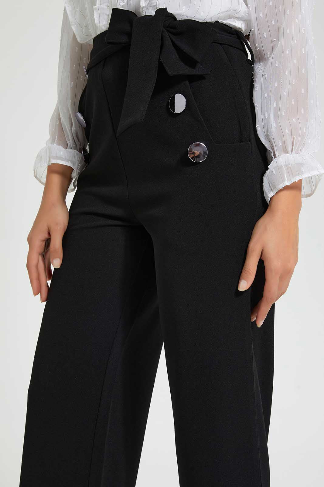 Redtag-Black-Button-Detail-Paper-Bag-Waist-Trouser-Trousers-Women's-