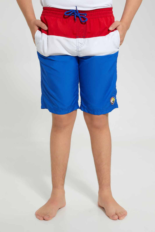 Redtag-Assorted-Color-Block-Board-Short-Swim-Shorts-Senior-Boys-9 to 14 Years