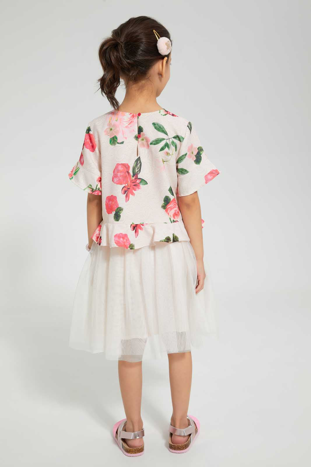 Redtag-Pink-Floral-Printed-Printed-Dress-Dresses-Girls-2 to 8 Years