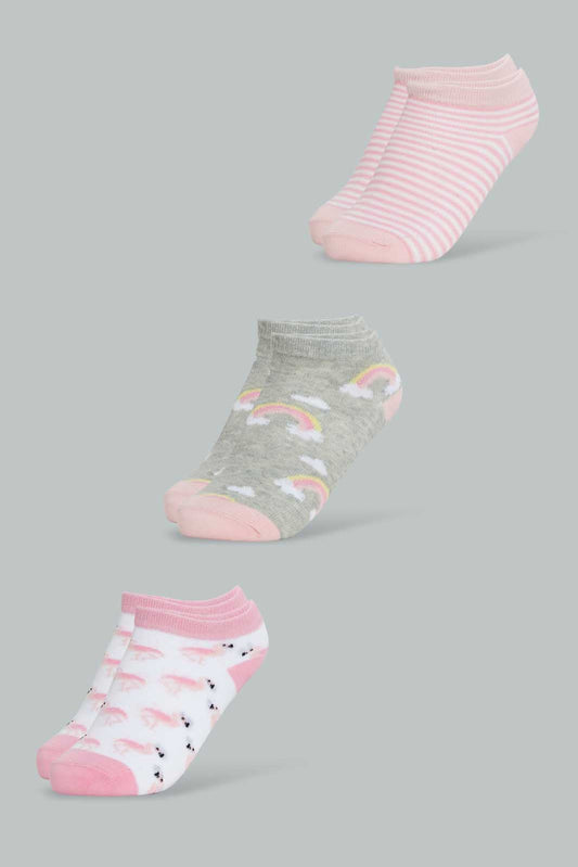 Redtag-Assorted-Ankle-Socks-Ankle-Socks-Girls-2 to 8 Years