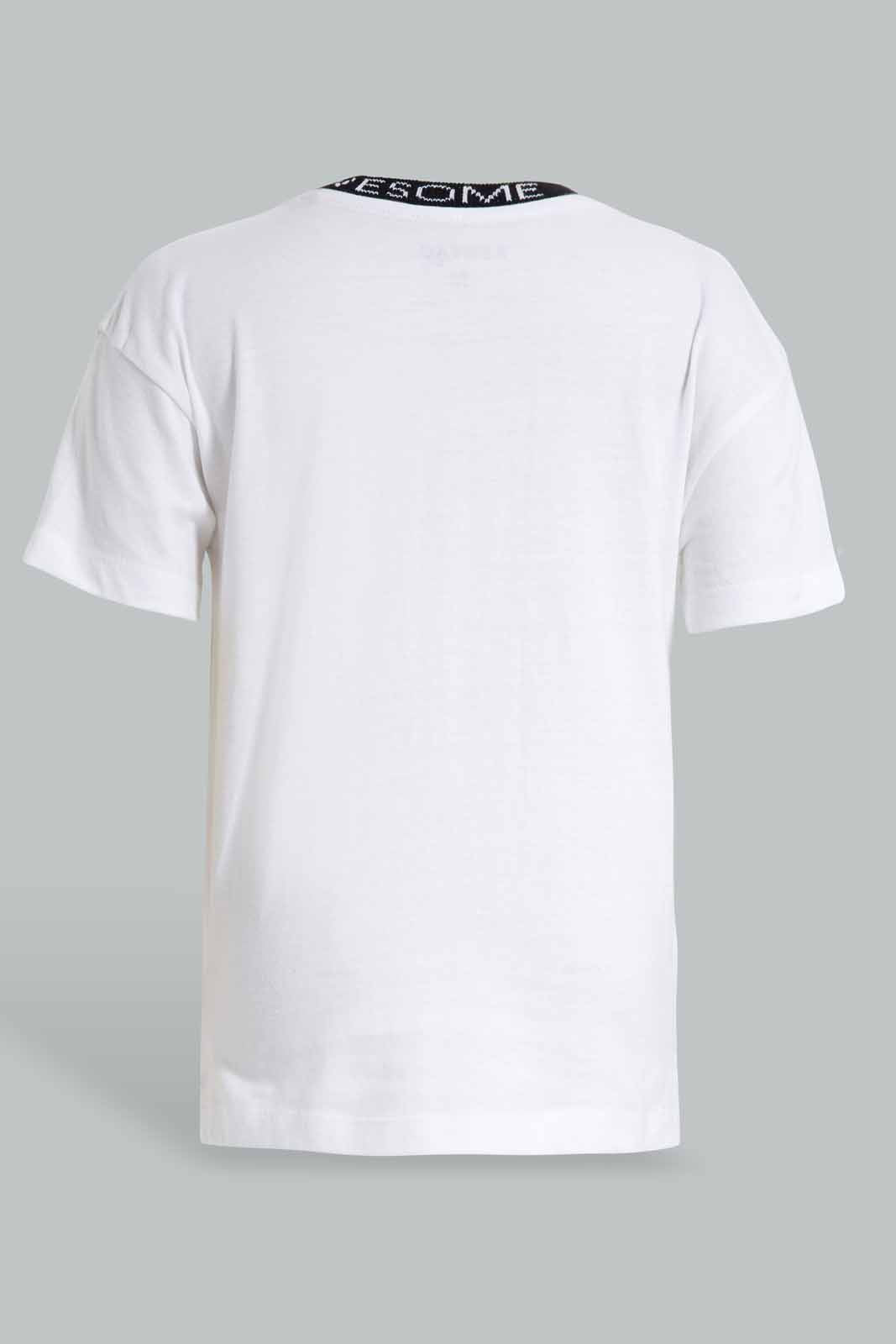 Redtag-White-Embossed-Dino-Print-T-Shirt-BOY-T-Shirts,-Category:T-Shirts,-Colour:White,-Deals:New-In,-Filter:Boys-(2-to-8-Yrs),-New-In-BOY-APL,-Non-Sale,-S22C,-Section:Kidswear-Boys-2 to 8 Years