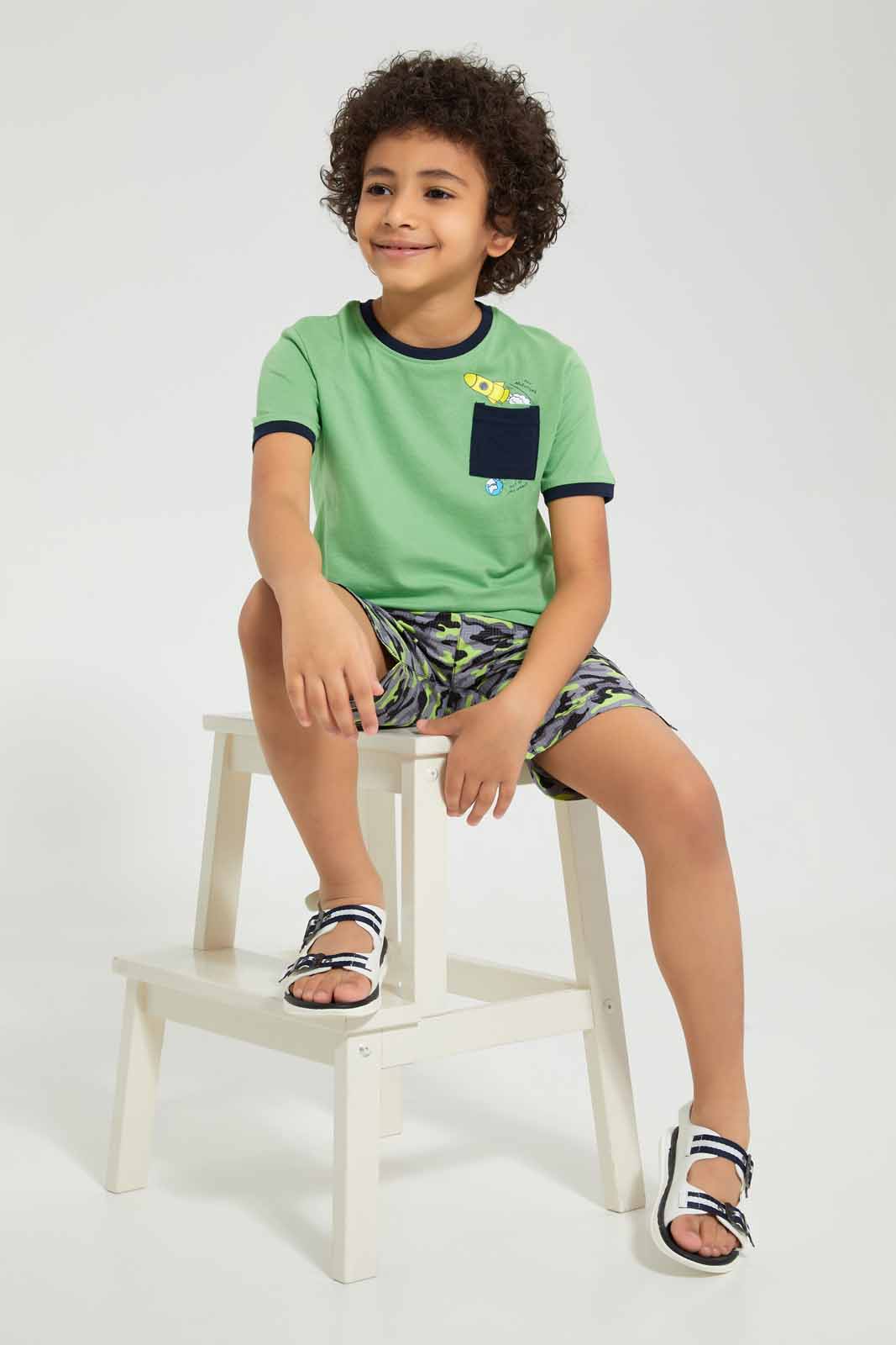 Green Rocket Pocket Printed T-Shirt