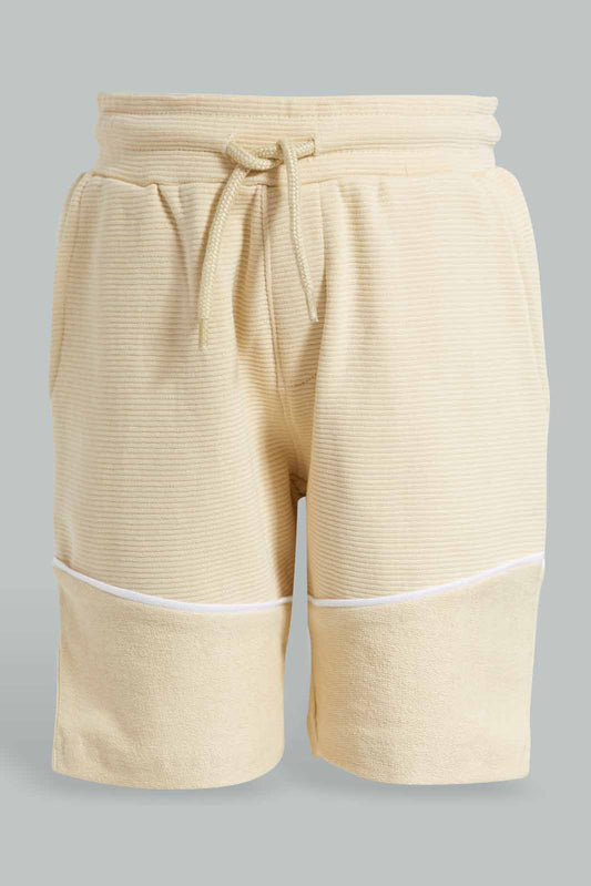 Redtag-Stone-Paneled-Ripple-Terry-Short-BOY-Active-Shorts,-Category:Shorts,-Colour:Beige,-Deals:New-In,-Filter:Boys-(2-to-8-Yrs),-New-In-BOY-APL,-Non-Sale,-S22C,-Section:Kidswear-Boys-2 to 8 Years