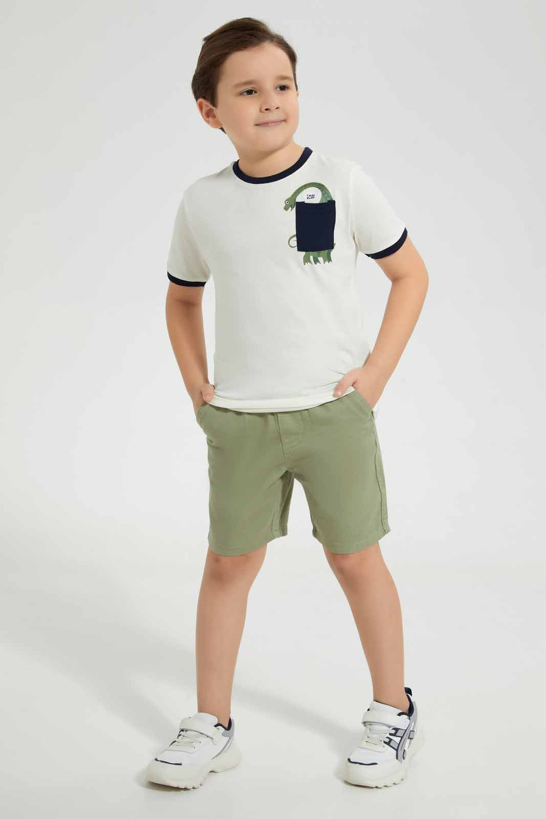 Redtag-Stone-Dino-Print-Pocket-T-Shirt-Graphic-T-Shirts-Boys-2 to 8 Years