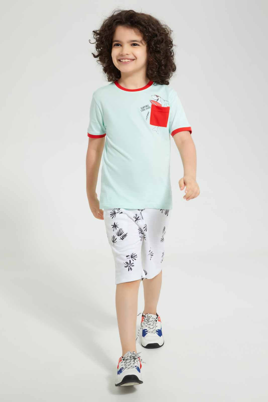 Redtag-Blue-Shark-Print-Pocket-T-Shirt-Graphic-T-Shirts-Boys-2 to 8 Years