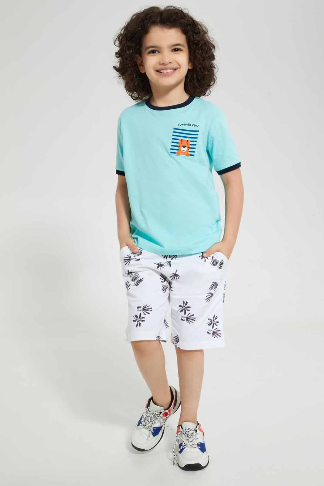 Redtag-Navy-Tiger-Print-Pocket-T-Shirt-Graphic-T-Shirts-Boys-2 to 8 Years