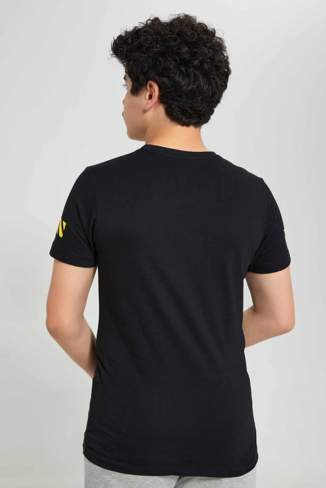 Redtag-Black-Off-Light-T-Shirt-Graphic-T-Shirts-Senior-Boys-9 to 14 Years