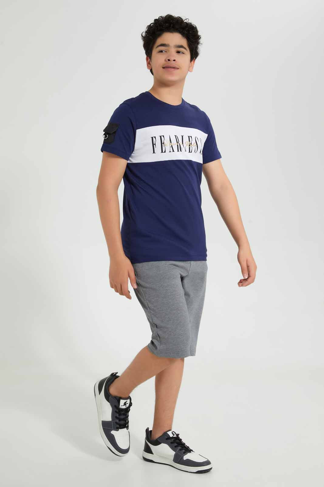 Redtag-Navy-Hustle-T-Shirt-Graphic-T-Shirts-Senior-Boys-9 to 14 Years
