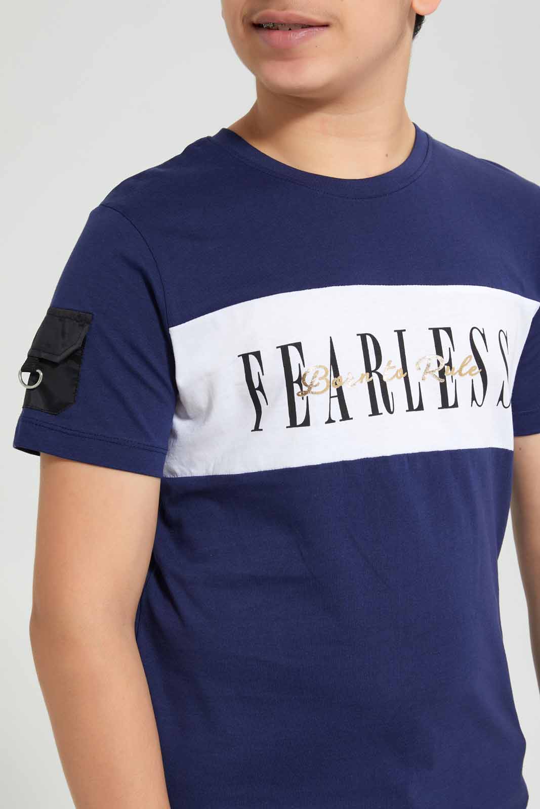 Redtag-Navy-Hustle-T-Shirt-Graphic-T-Shirts-Senior-Boys-9 to 14 Years
