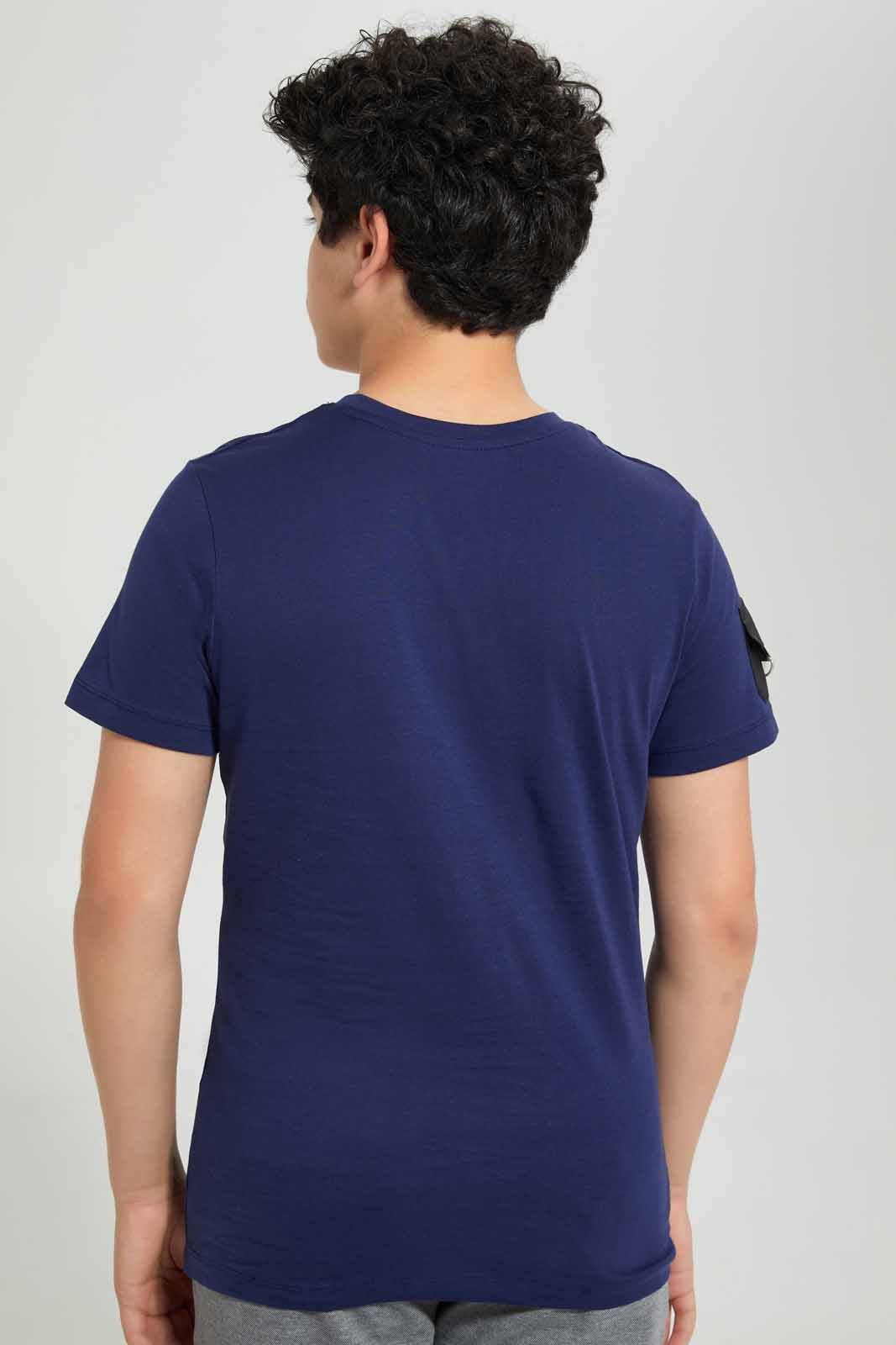Redtag-Navy-Hustle-T-Shirt-Graphic-T-Shirts-Senior-Boys-9 to 14 Years