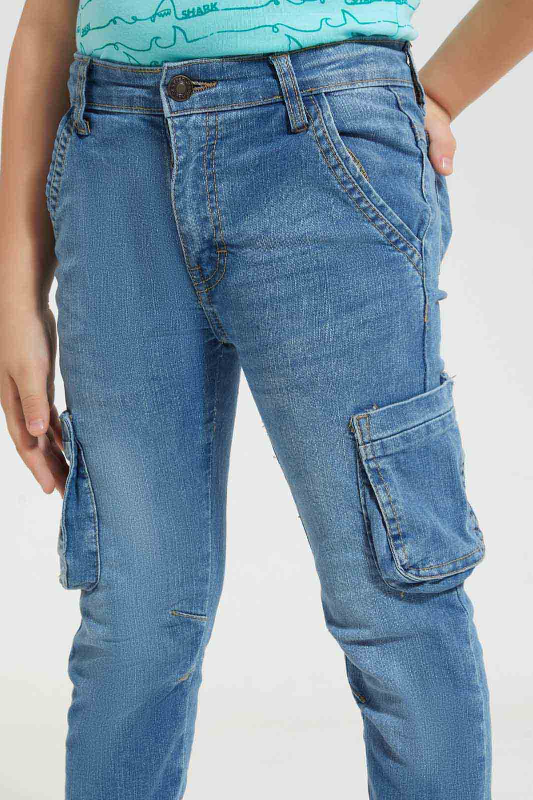 Redtag-Blue-Cargo-Jean-Boys-Jeans,-Bundle,-Category:Jeans,-Colour:Blue,-Deals:4-For-90,-Deals:Sale,-Filter:Boys-(2-to-8-Yrs),-S22C,-Sale-BOY-APL,-Section:Boys-(0-to-14Yrs)-Boys-2 to 8 Years