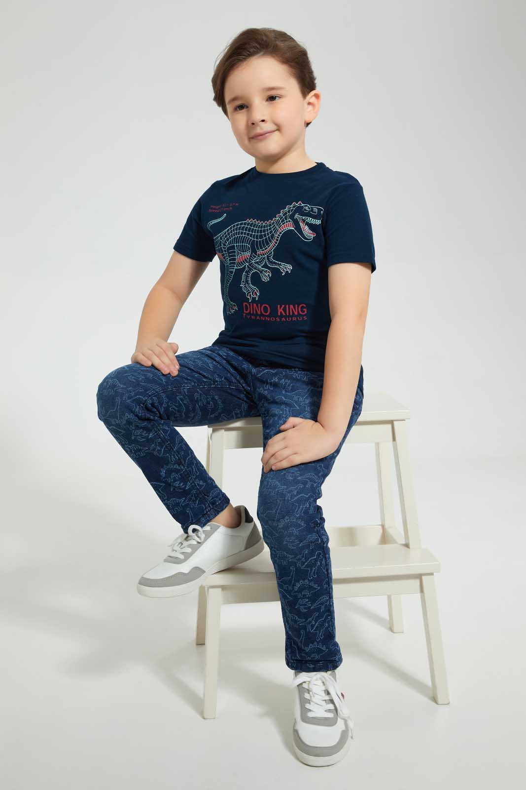 Navy Elasticated Waistband Jean