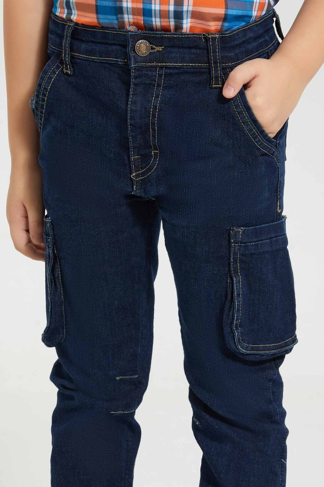 Redtag-Navy-Cargo-Jean-Boys-Jeans,-Category:Jeans,-Colour:Navy,-Deals:4-For-90,-Deals:Sale,-Filter:Boys-(2-to-8-Yrs),-S22C,-Sale-BOY-APL,-Section:Boys-(0-to-14Yrs)-Boys-2 to 8 Years