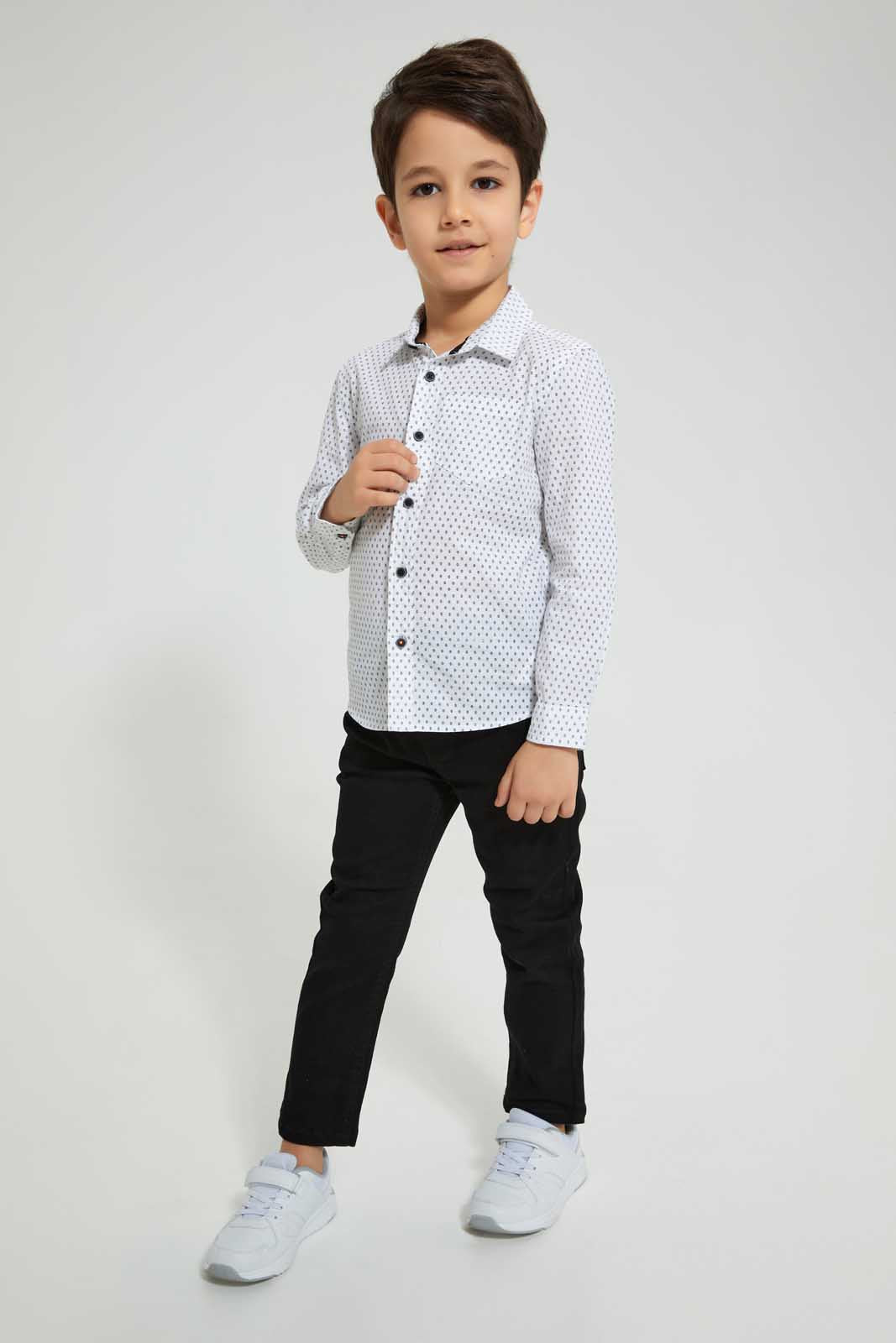 Redtag-White-Aop-Long-Sleeve-Shirt-Casual-Shirts-Boys-2 to 8 Years