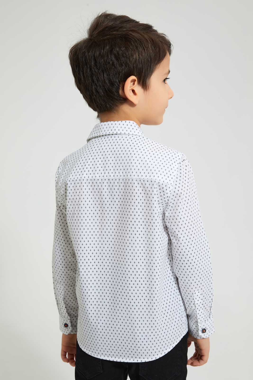 Redtag-White-Aop-Long-Sleeve-Shirt-Casual-Shirts-Boys-2 to 8 Years