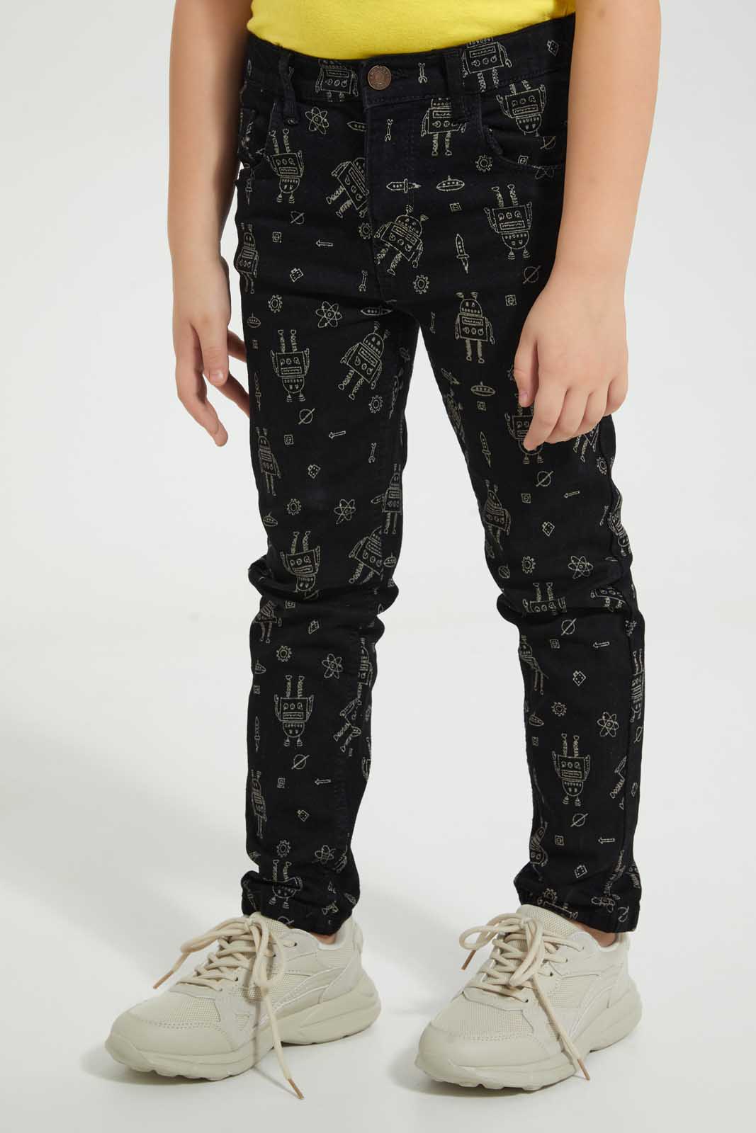 Redtag-Black-Robot-Print-Jean-Boys-Jeans,-Category:Jeans,-Colour:Black,-Deals:4-For-90,-Deals:Sale,-Filter:Boys-(2-to-8-Yrs),-S22C,-Sale-BOY-APL,-Section:Boys-(0-to-14Yrs)-Boys-2 to 8 Years