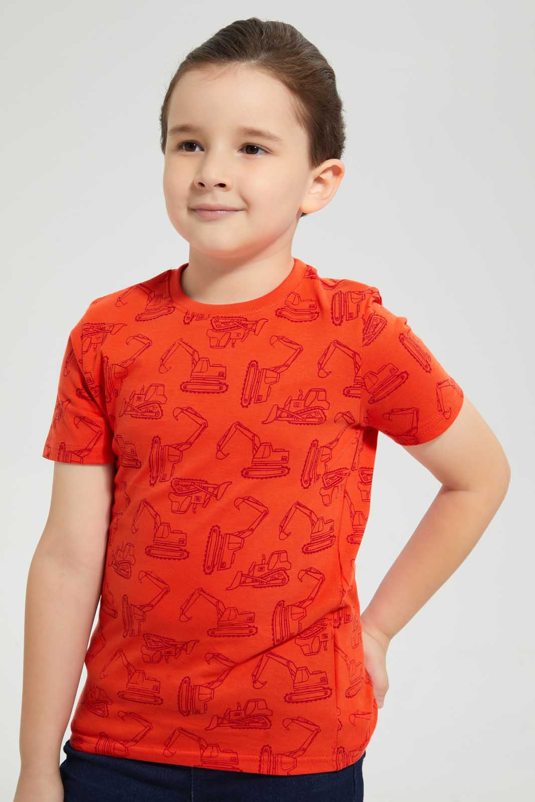 Redtag-Red-Digger-Printed-T-Shirt-Graphic-T-Shirts-Boys-2 to 8 Years