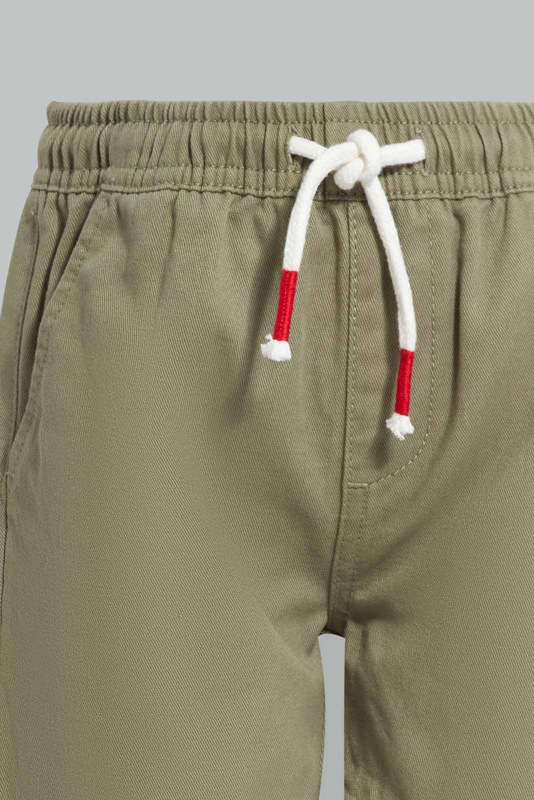 Redtag-Olive-Pull-On-Twill-Short-BOY-Shorts,-Category:Shorts,-Colour:Dark-Green,-Deals:2-For-90,-Deals:New-In,-Filter:Boys-(2-to-8-Yrs),-New-In-BOY-APL,-S22C,-Section:Kidswear-Boys-