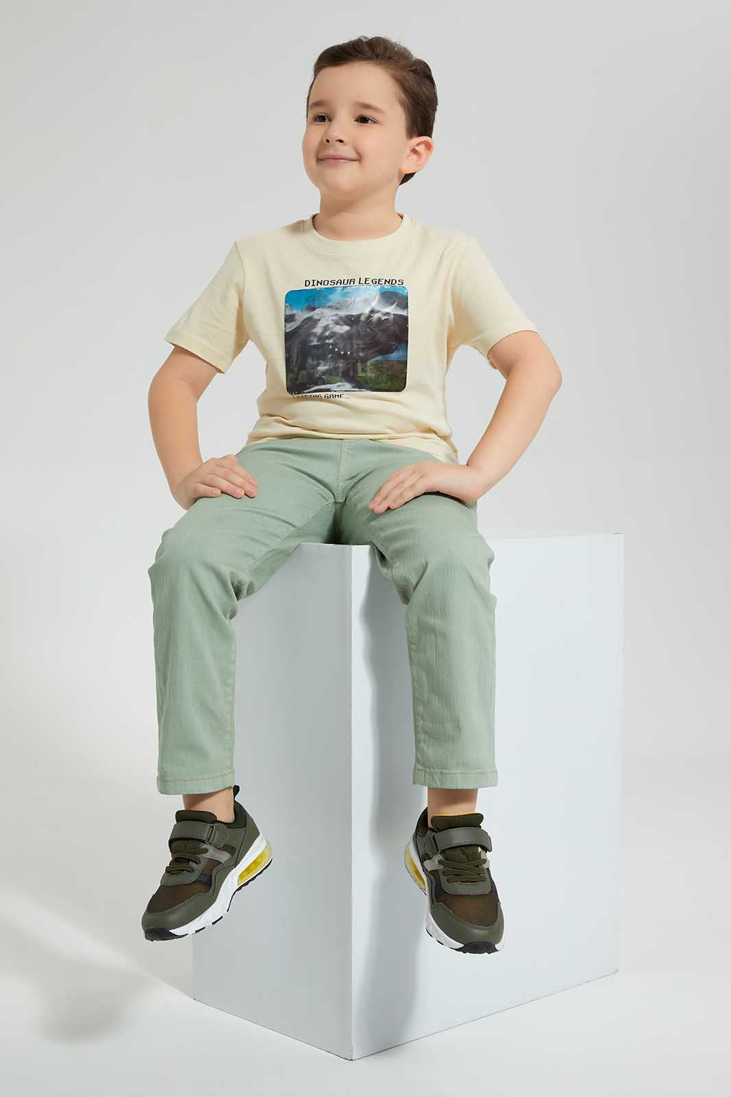 Redtag-Stone-Battle-Print-T-Shirt-Graphic-Prints-Boys-2 to 8 Years