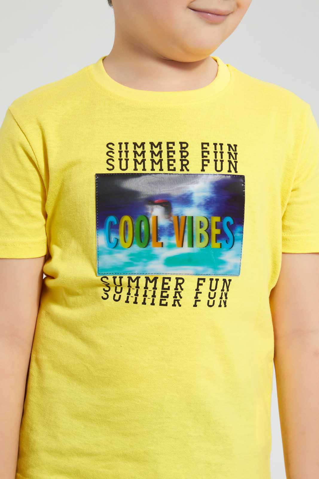 Redtag-Yellow-Lenticular-T-Shirt-Graphic-T-Shirts-Boys-2 to 8 Years