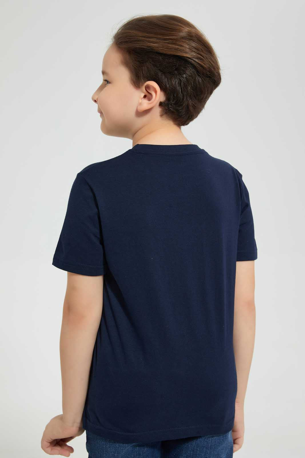 Redtag-Navy-Lenticular-Print-T-Shirt-Graphic-T-Shirts-Boys-2 to 8 Years