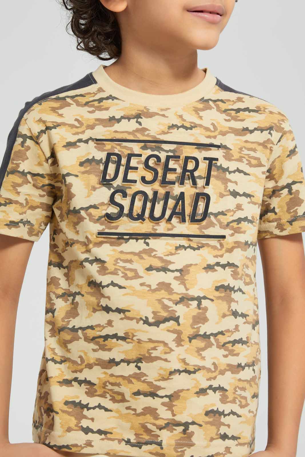 Redtag-Olive-Jungle-Squad-T-Shirt-Graphic-T-Shirts-Boys-2 to 8 Years