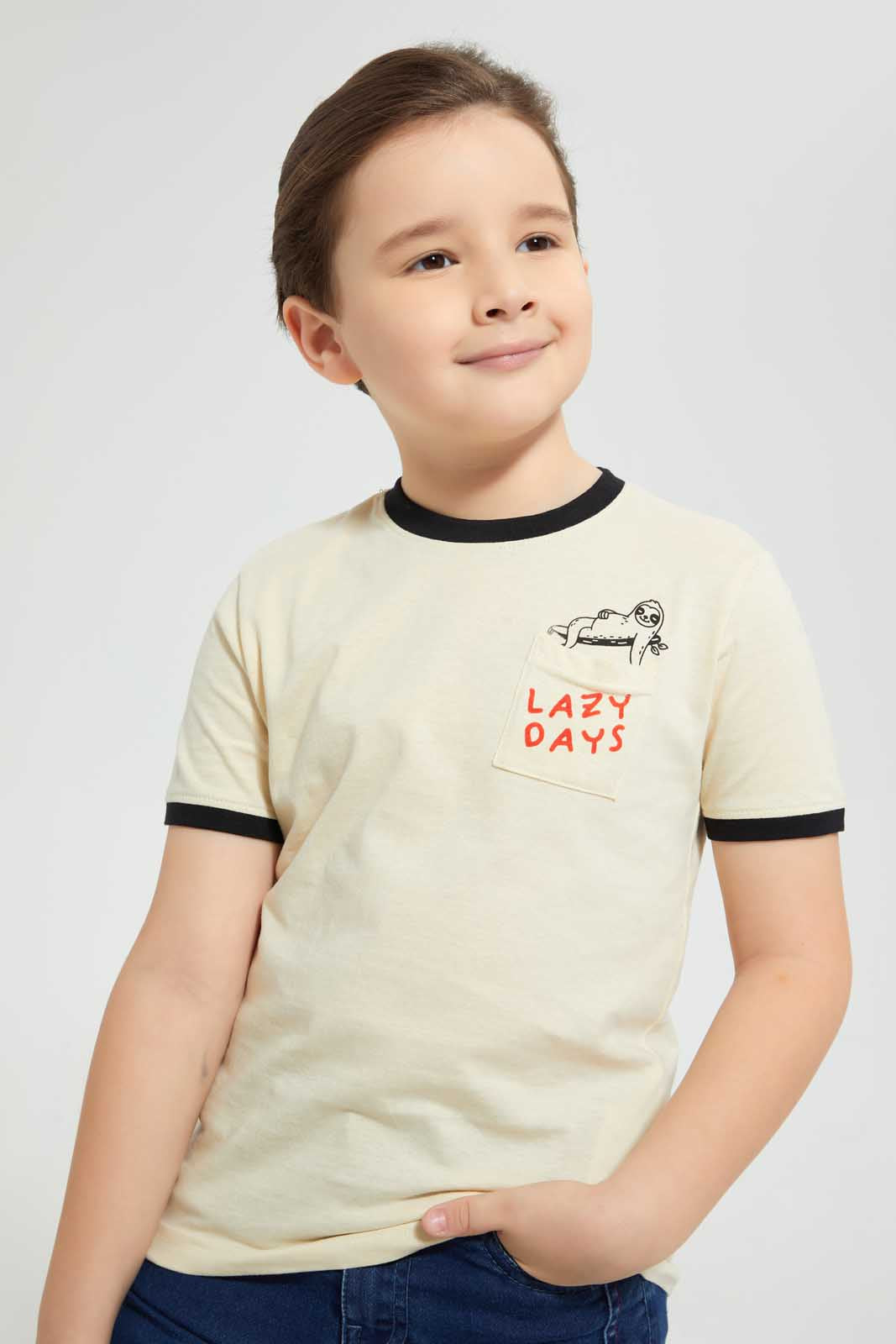 Redtag-Stone-Lazy-Pocket-T-Shirt-Graphic-T-Shirts-Boys-2 to 8 Years