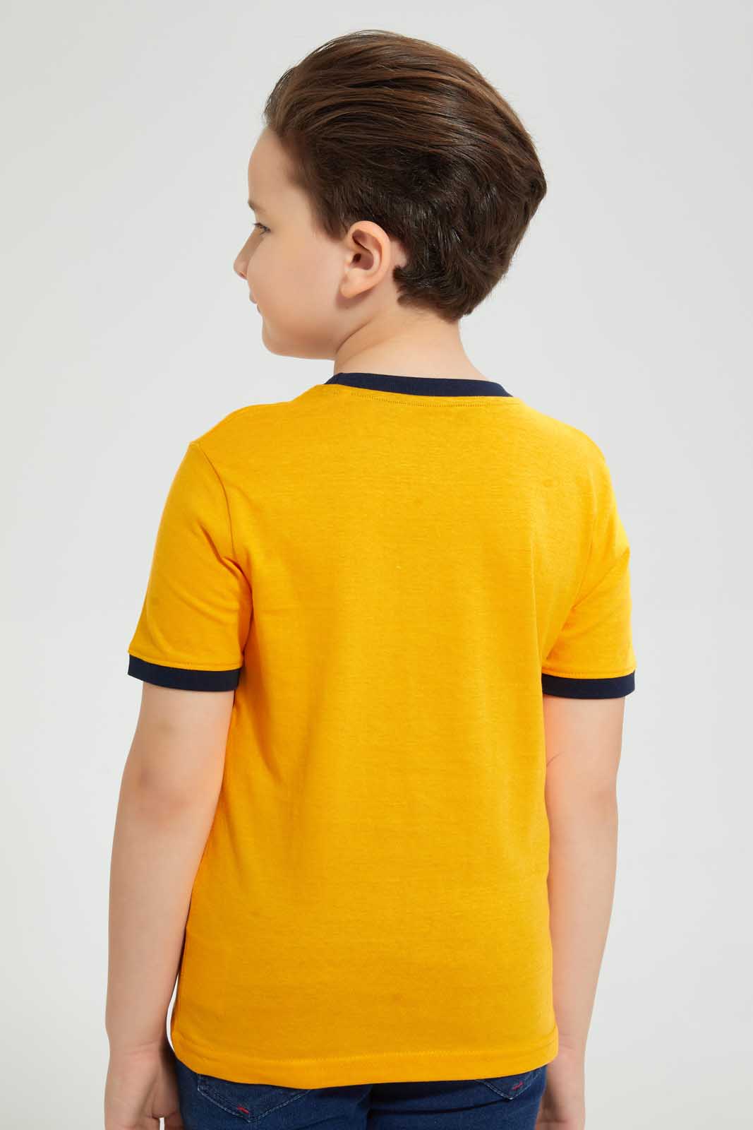 Redtag-Orange-Dragon-Pocket-T-Shirt-Graphic-T-Shirts-Boys-2 to 8 Years