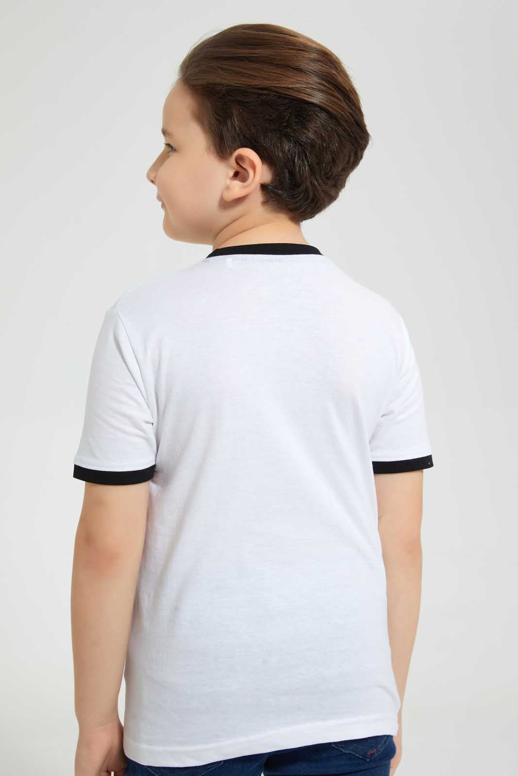 Redtag-White-Giraffe-Pocket-T-Shirt-Graphic-T-Shirts-Boys-2 to 8 Years