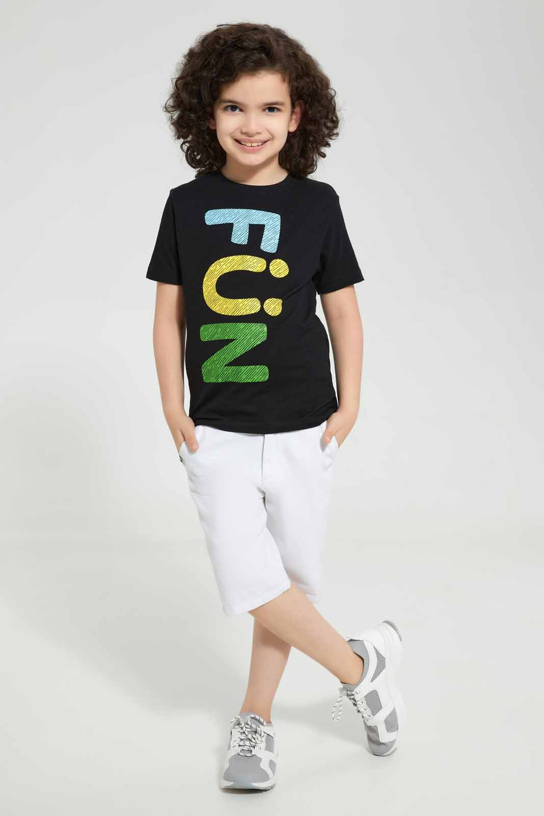 Redtag-Black-Fun-Chest-Print-T-Shirt-Graphic-T-Shirts-Boys-2 to 8 Years