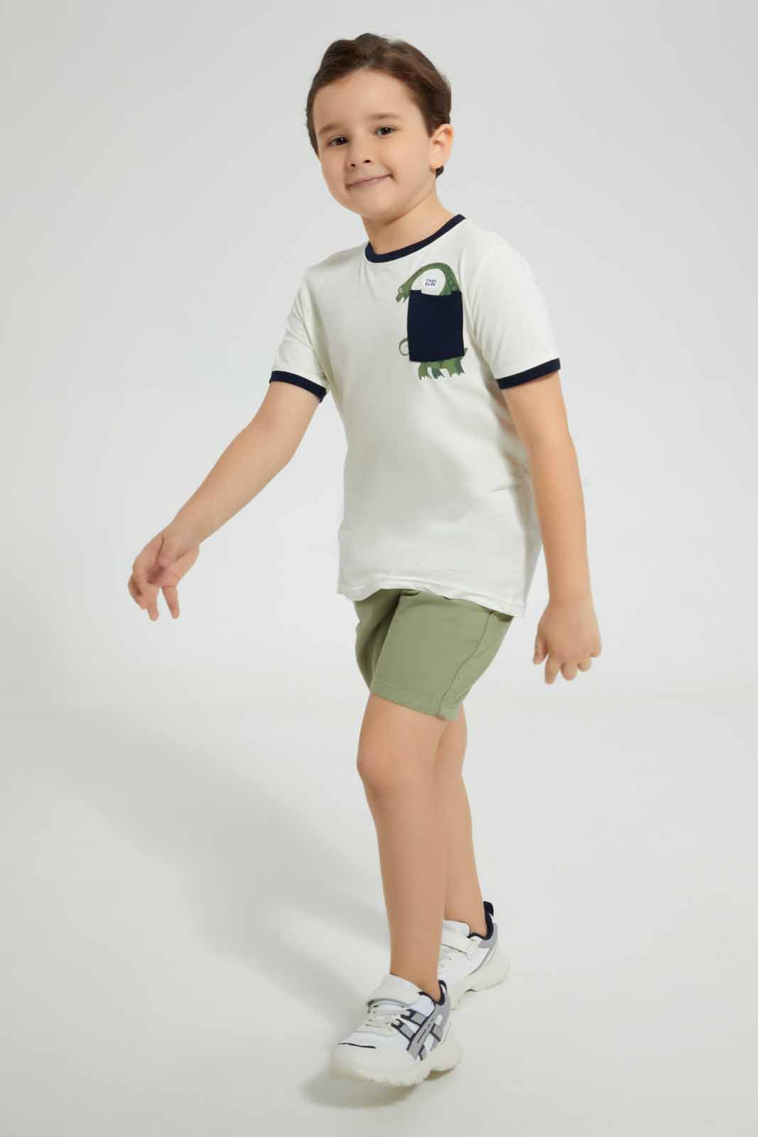 Redtag-Olive-Twill-Balloon-Short-Denim-Shorts-Boys-2 to 8 Years