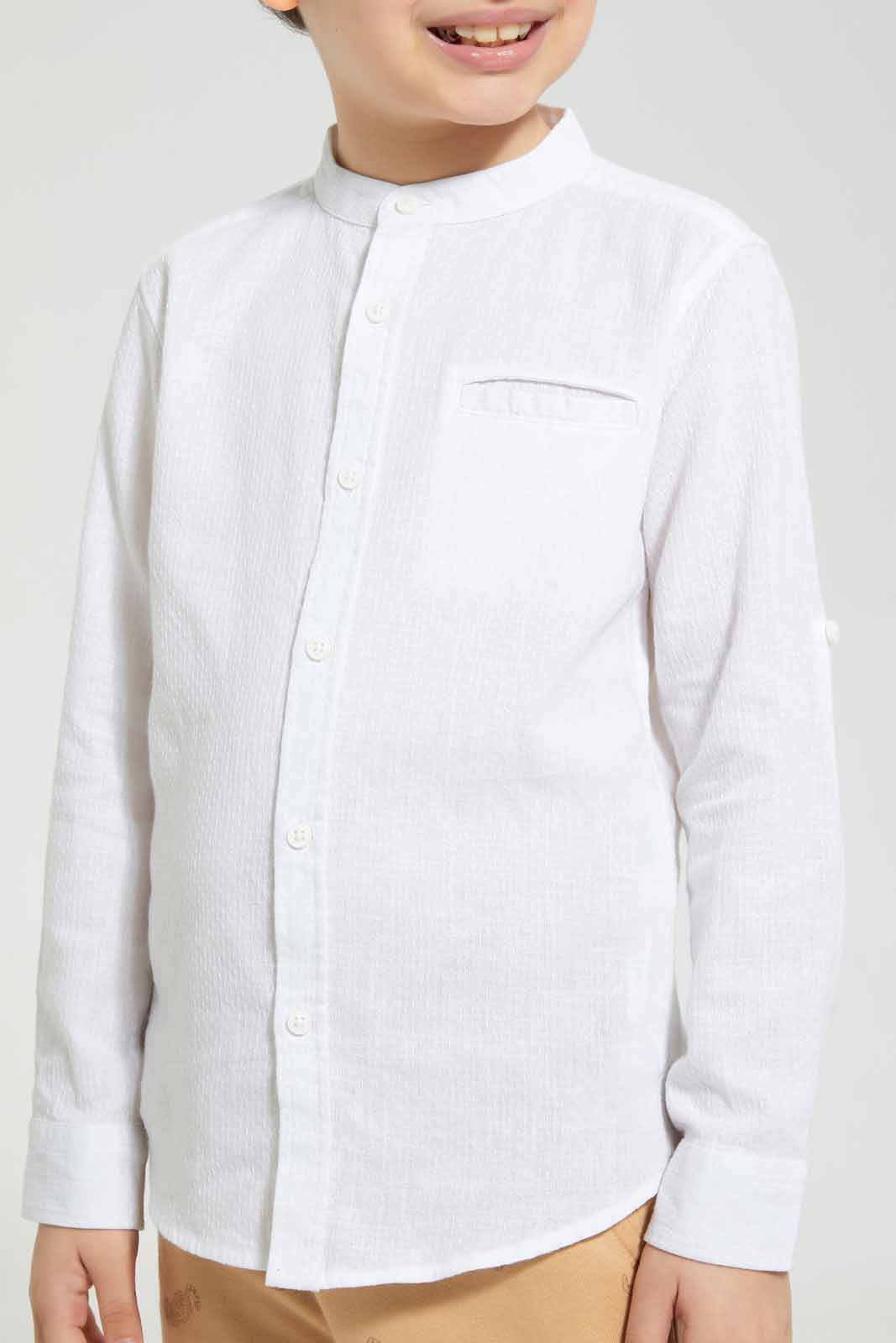 Redtag-White--Dobby-Ls-Shirt-Casual-Shirts-Boys-2 to 8 Years