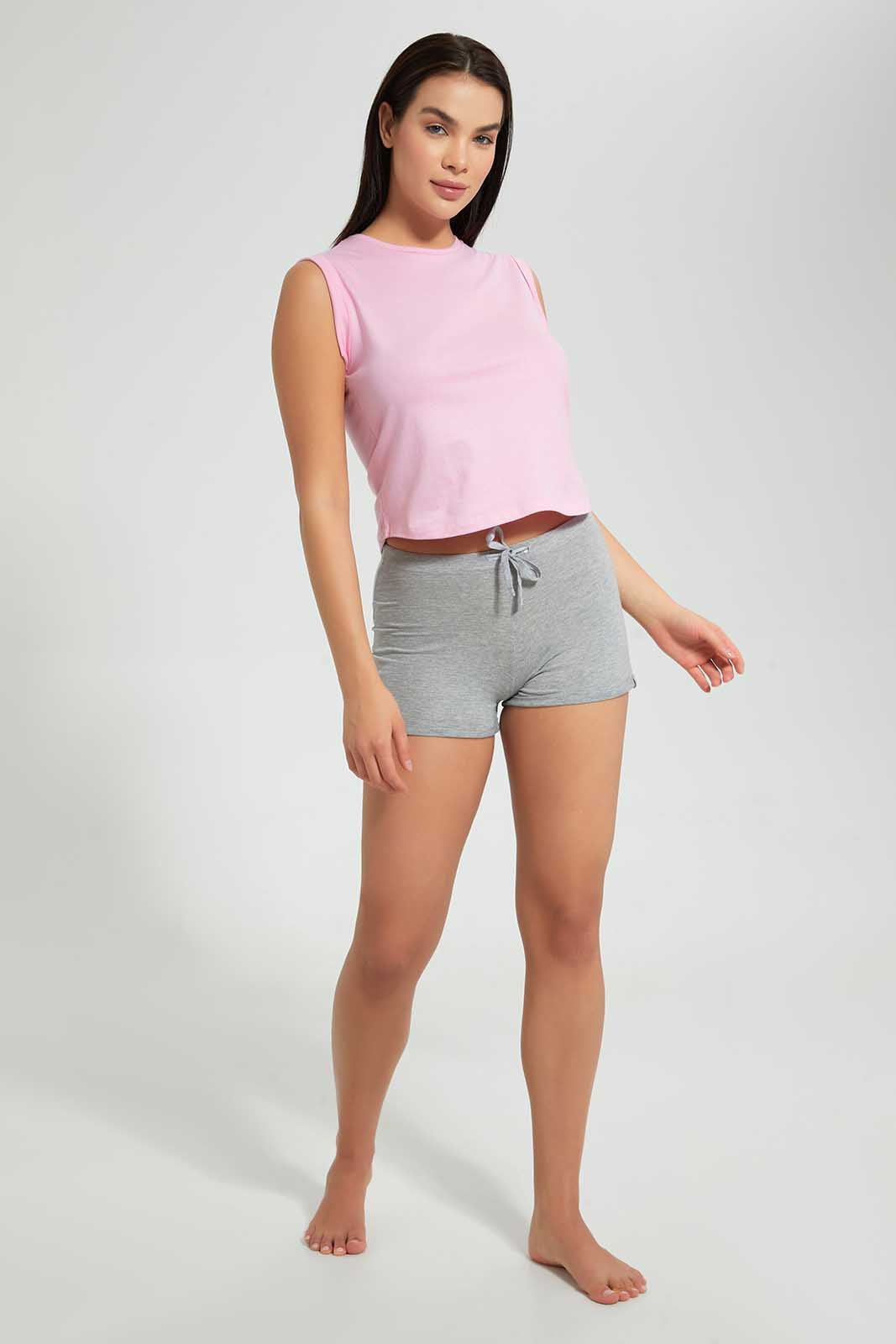 Redtag-Pink-Roll-Sleeve-T-Shirt-V-Neck-T-Shirt-V-Neck-T-Shirts-Women's-