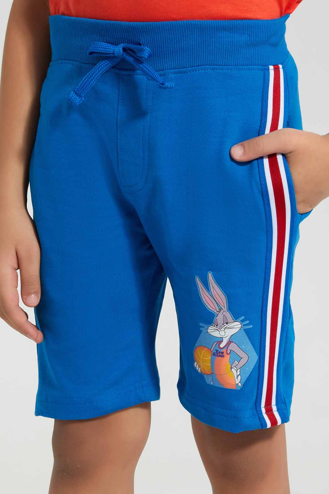 Redtag-Blue-Bugs-Bunny-Elasticacated-Waist-Short-Active-Shorts-Boys-2 to 8 Years