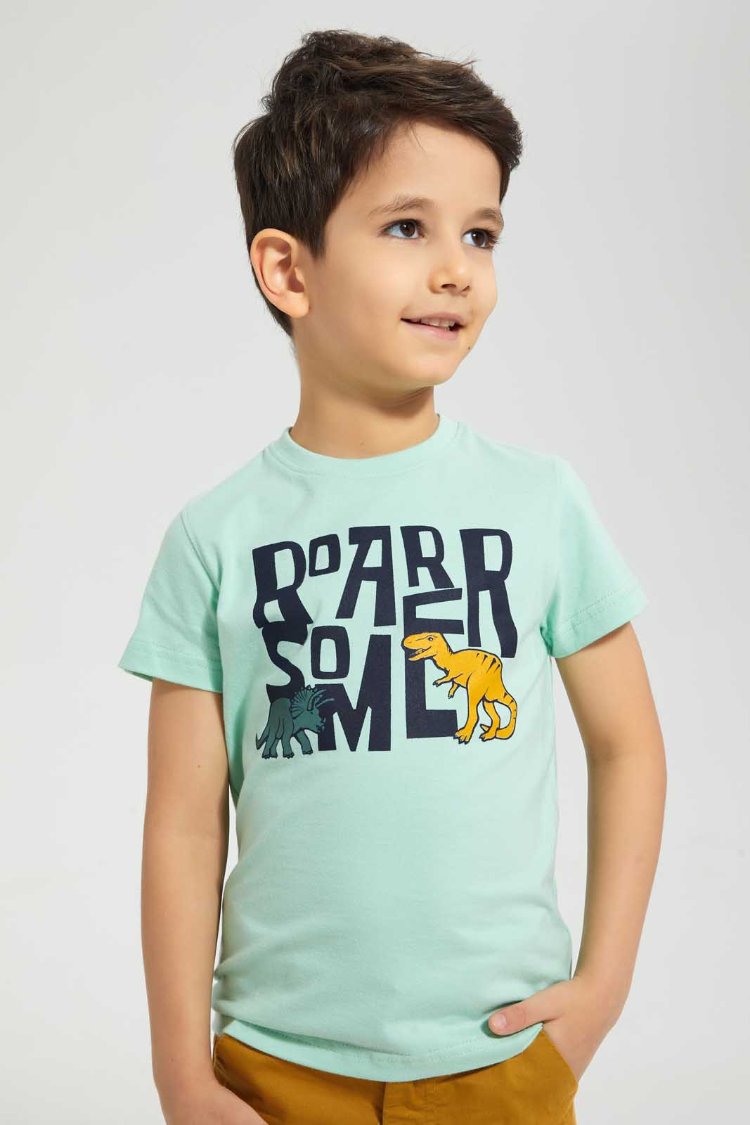 Redtag-White-Shirt-And-T-Shirt-Set-Casual-Shirts-Boys-2 to 8 Years