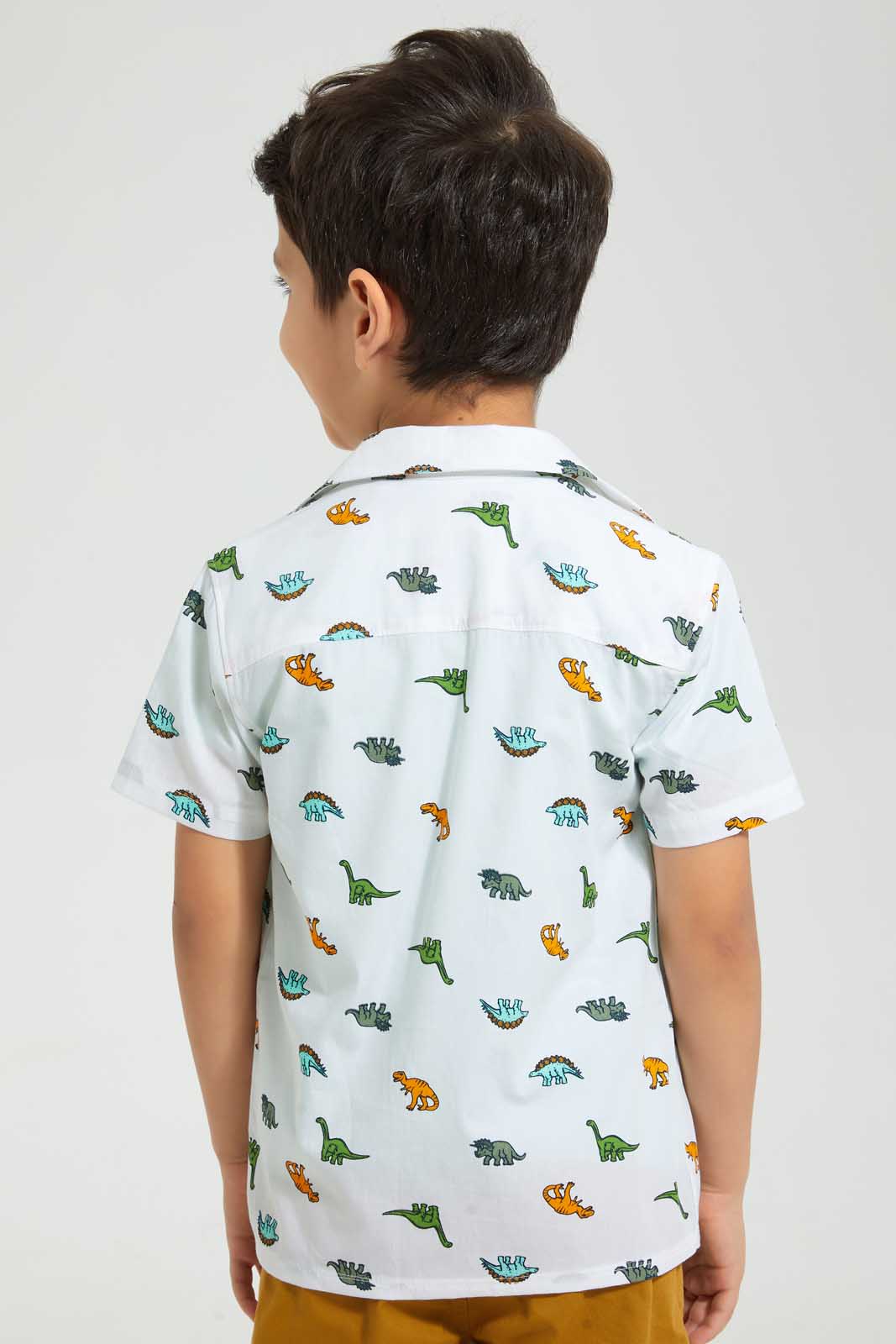 Redtag-White-Shirt-And-T-Shirt-Set-Casual-Shirts-Boys-2 to 8 Years