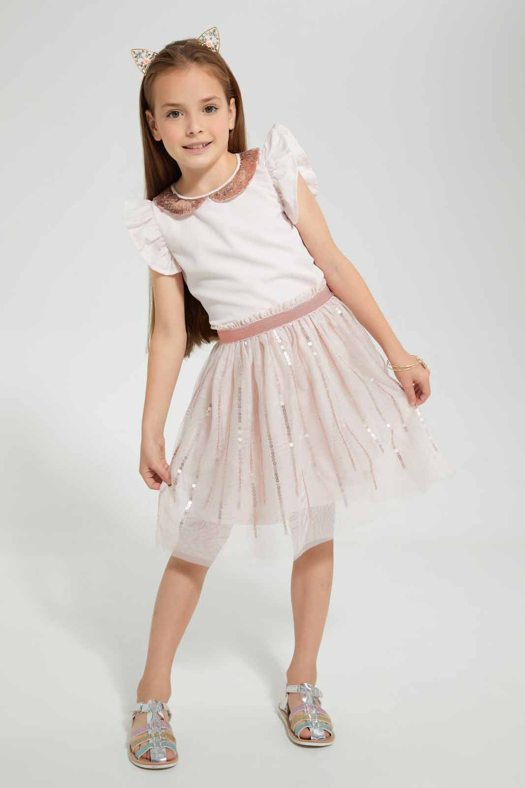 Redtag-Pink-Sequenced-Peter-Pan-Collar-Blouse-Blouses-Girls-2 to 8 Years