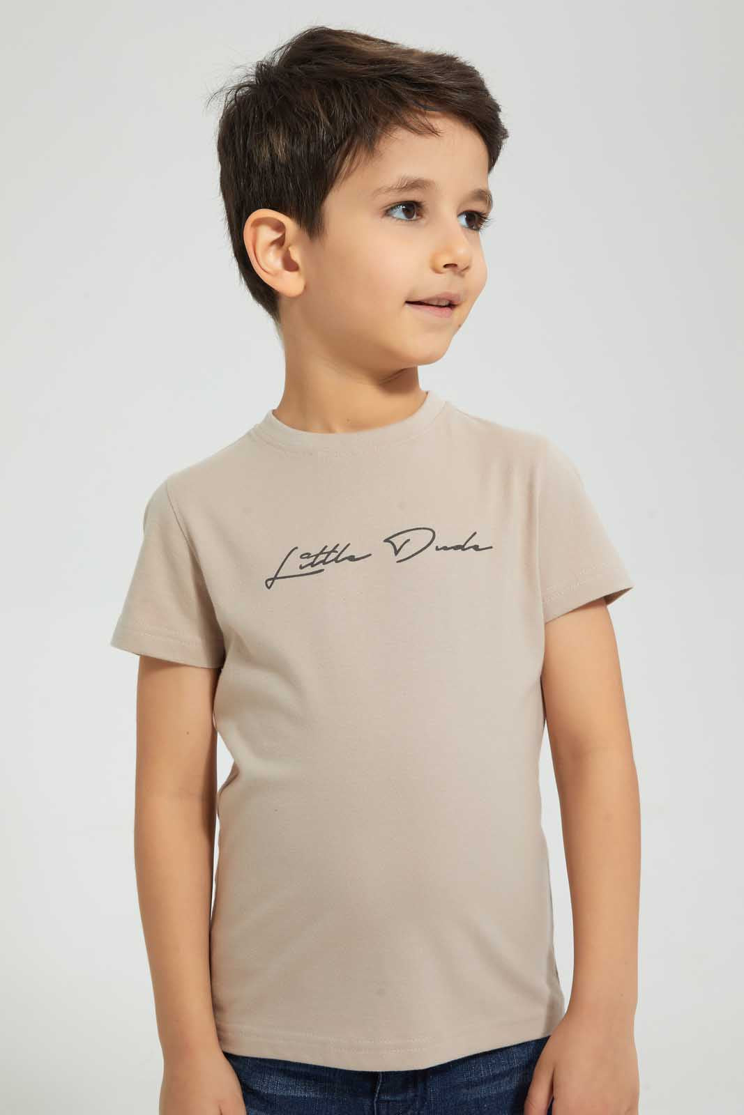 Redtag-Charcoal-Shirt-And-T-Shirt-Set-Casual-Shirts-Boys-2 to 8 Years