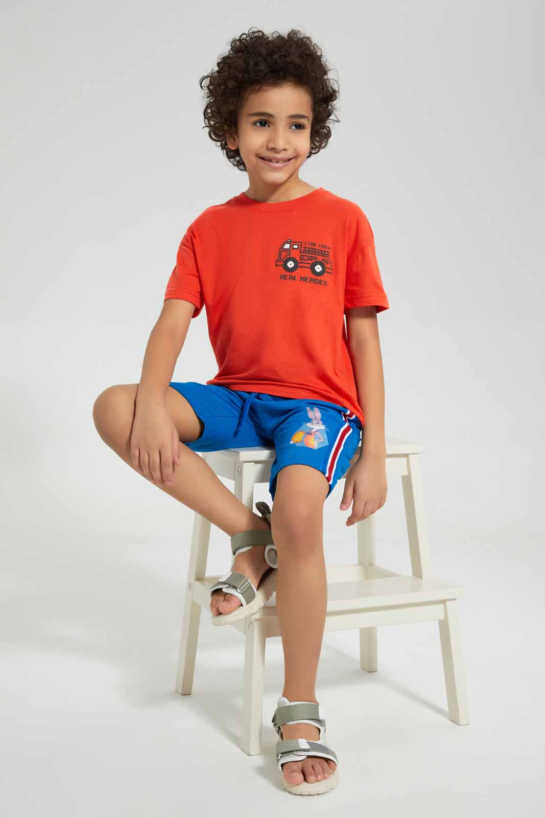 Redtag-Red-Placement-Print-Over-Size-T-Shirt-Graphic-T-Shirts-Boys-2 to 8 Years