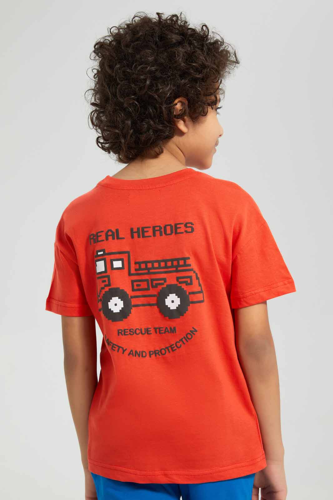 Redtag-Red-Placement-Print-Over-Size-T-Shirt-Graphic-T-Shirts-Boys-2 to 8 Years